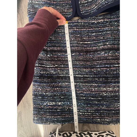 DVF Tweed Jacket & Skirt Set Blue Metallic Women’s Suit Size 2/0 Elegant Chic - Picture 14 of 16